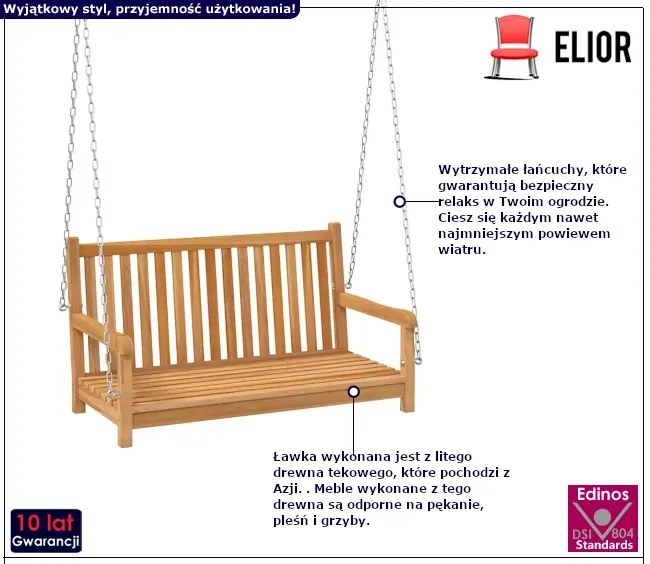 Huśtawka ogrodowa z litego drewna tekowego D6-G24