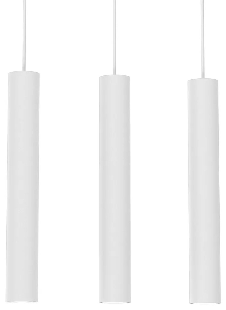 Lampa wisząca HUDSON WHITE 3xGU10, biała, potrójna, tuba, na listwie