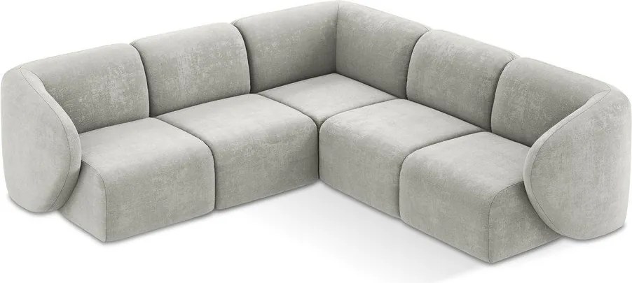 Jasnoszary narożnik z tkaniny szenilowej Lani – Makamii