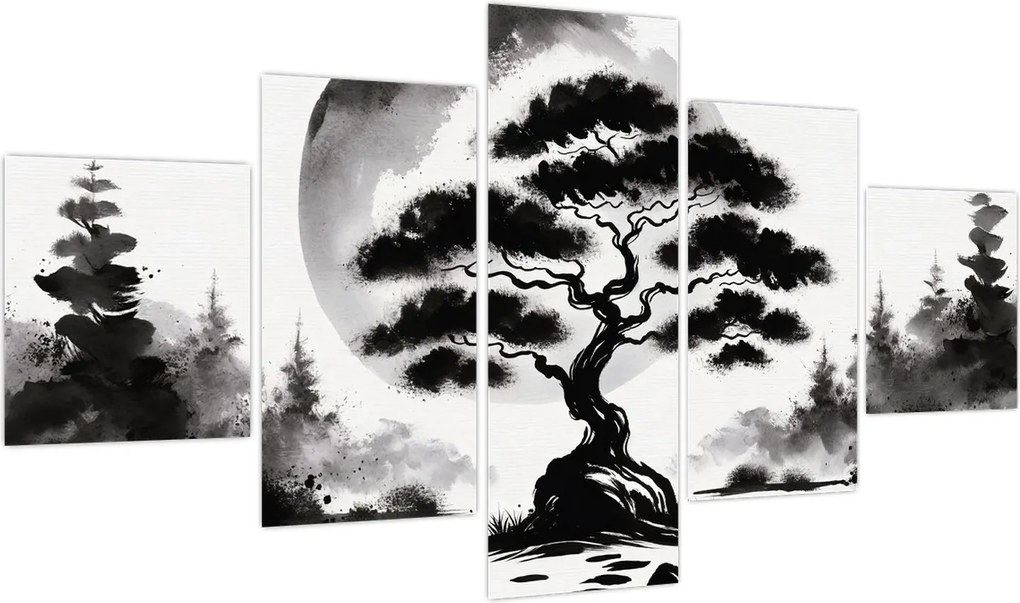 Obraz – Czarno-biały bonsai (125x70 cm)