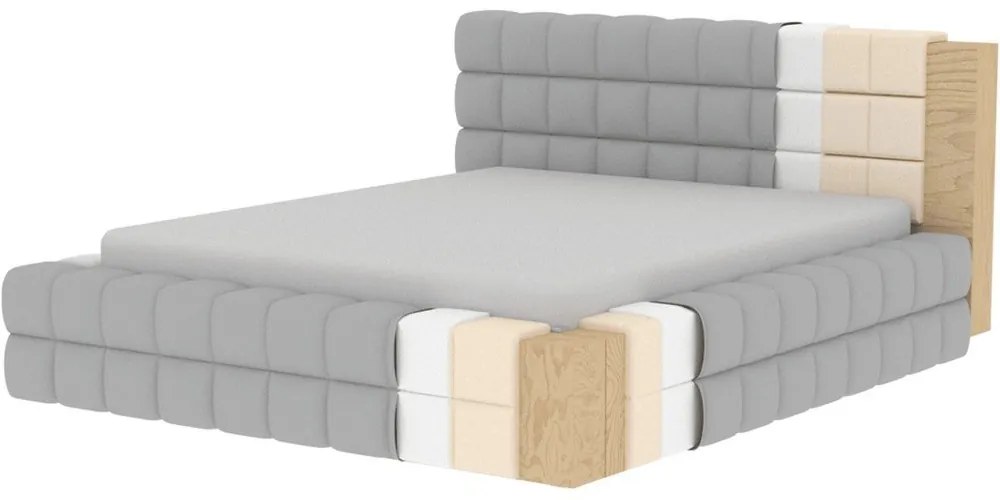 Szare tapicerowane łóżko dwuosobowe ze schowkiem ze stelażem 140x200 cm Dizzle – ELTAP