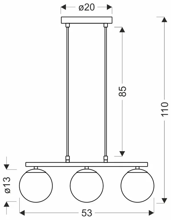 Stylowa lampa z 3 kloszami w stylu glamour - M073-Vanto