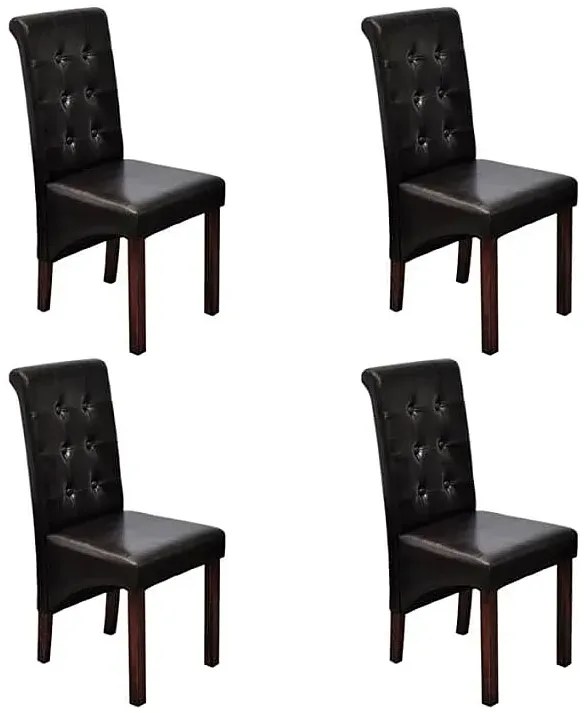 Zestaw 4 pikowanych krzeseł z ekoskóry wenge - Akto