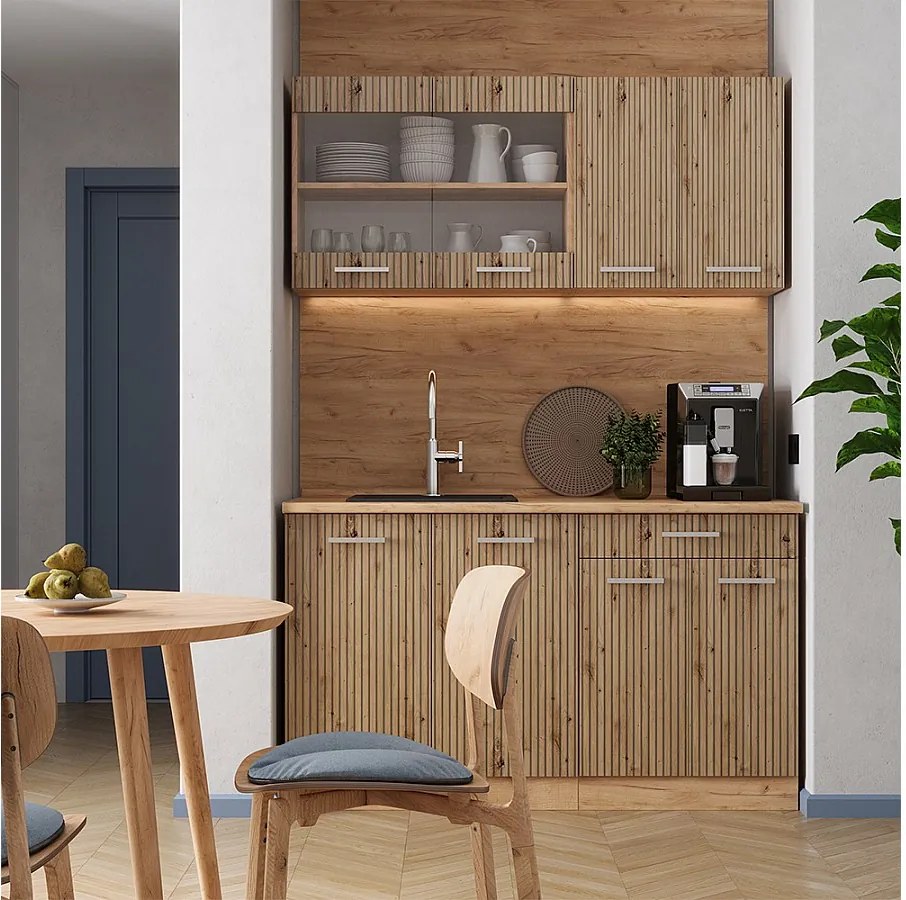 Pojedyncza kuchnia dąb artisan/dąb goldkraft 140x60x81.6 r-line