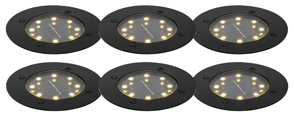 Zewnetrzna Zestaw 6 czarnych lamp ogrodowych naziemnych z LED IP65 zasilanych energią słoneczną - Terry Nowoczesny Oswietlenie zewnetrzne