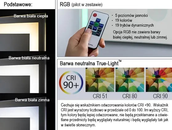 Lustro dekoracyjne SIMPLE OBERON 65 z oświetleniem LED EXCLUSIVE RUKE