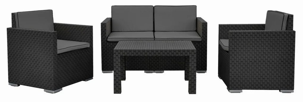 Zestaw ogrodowy Rattan, 4 szt., antracytowy