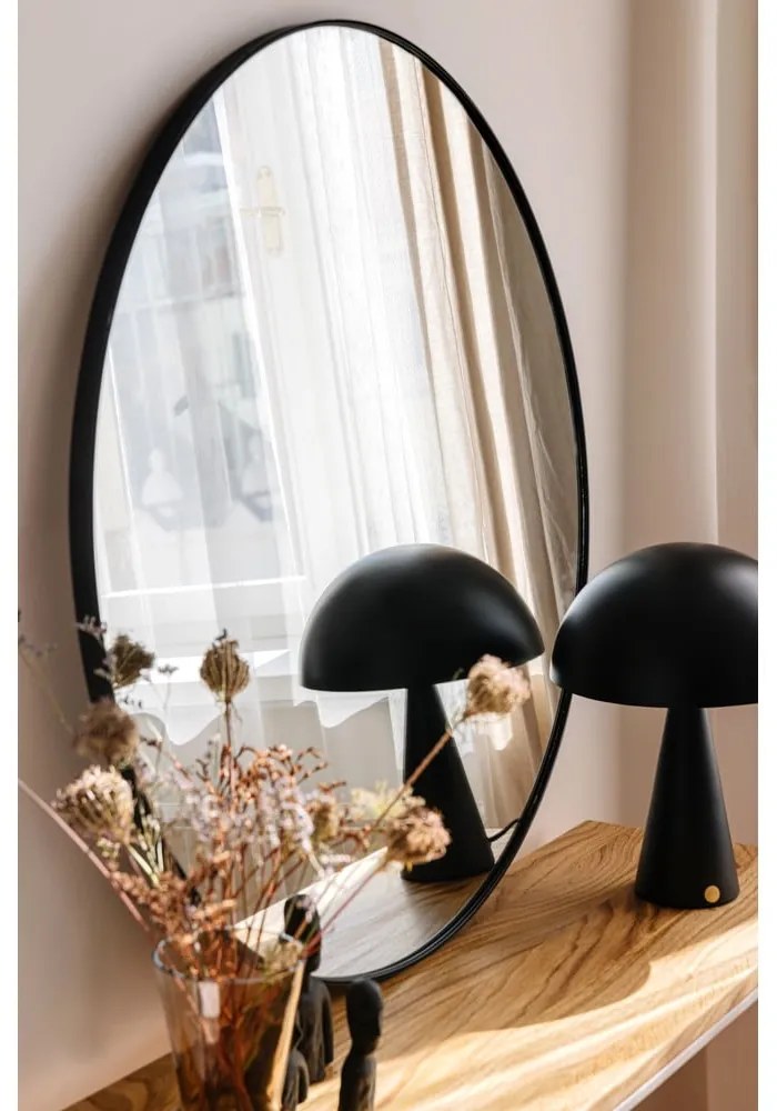 Czarne lustro ścienne Bonami Essentials Layla, ø 80 cm