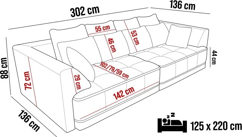 Sofa TIGA z funkcja spania Elektryczny System rozkładania CLOUD 91 WERSAL