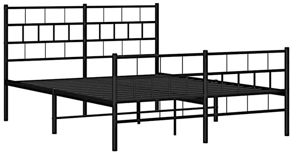 Czarne dwuosobowe metalowe łóżko 120x200 - Aretuza