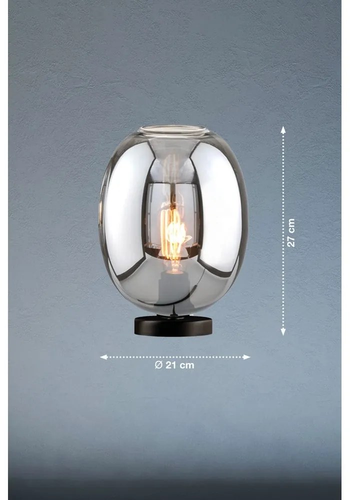 Czarna lampa stołowa ze szklanym kloszem (wysokość 27 cm) Nayla – Fischer & Honsel