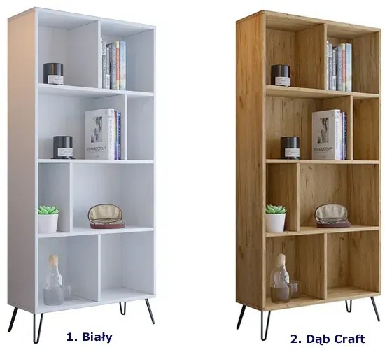 Biały wysoki regał z półkami w stylu loft - Zorina 13X