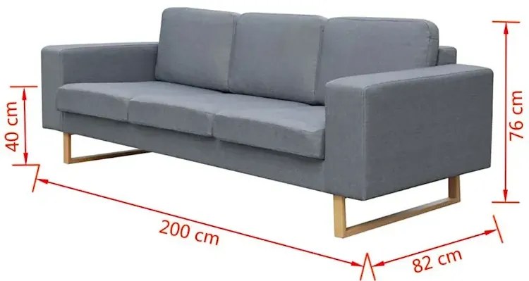 Jasnoszara 3-osobowa sofa - Drofas