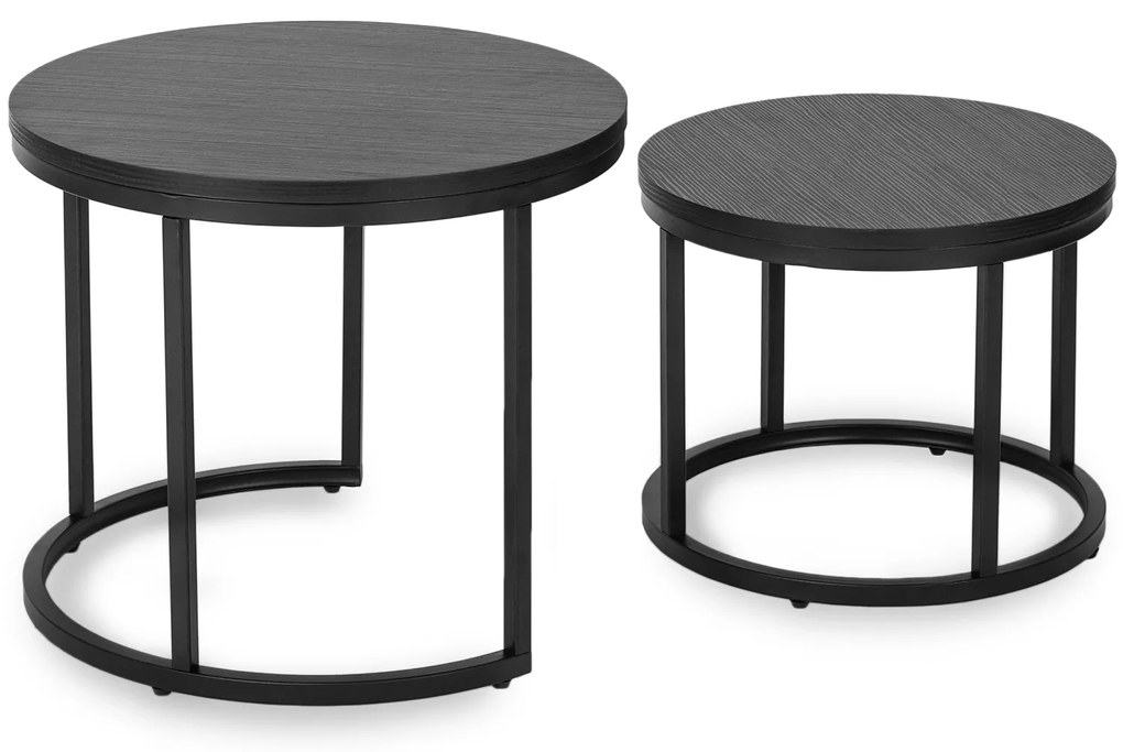 Zestaw Stolików Kawowych MANU 43 cm/53 cm Czarny Nowoczesny Loft