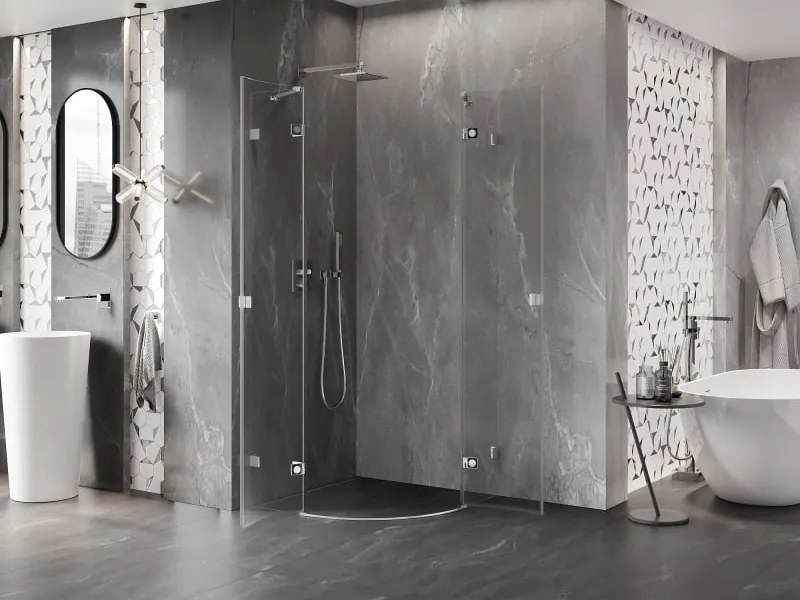 Mexen Lunar kabina prysznicowa półokrągła uchylna 70 x 70 cm, transparent, chrom - 833-070L-070P-01-00