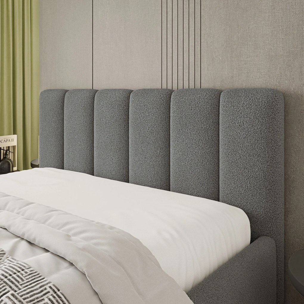 Masseno Łóżko Tapicerowane ATTORA z pojemnikiem na pościel 200x200 cm - Szary, QUELLE 92