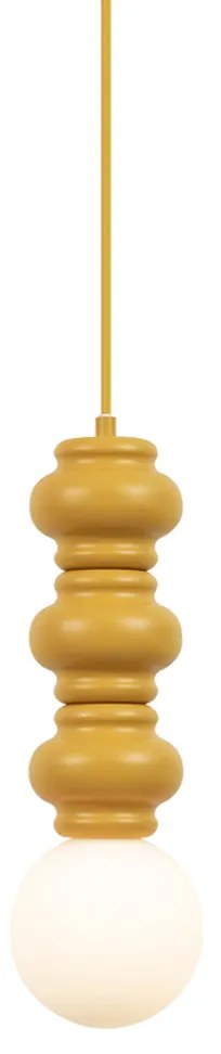 Retrowawa lampa wisząca musztardowożółta z matowym szkłem - Fedde