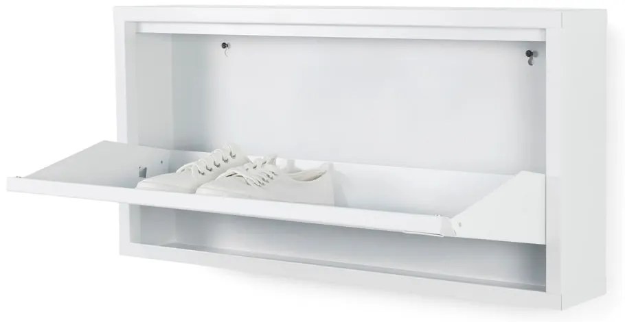 Biała metalowa uchylna szafka na buty 75x37,5x12,5 cm Billy – Spinder Design