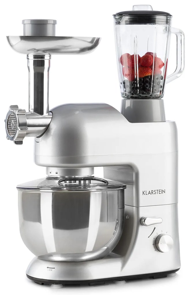 Klarstein Lucia 1800W 5L Robot Kuchenny z Maszynką do Mięsa Srebrny