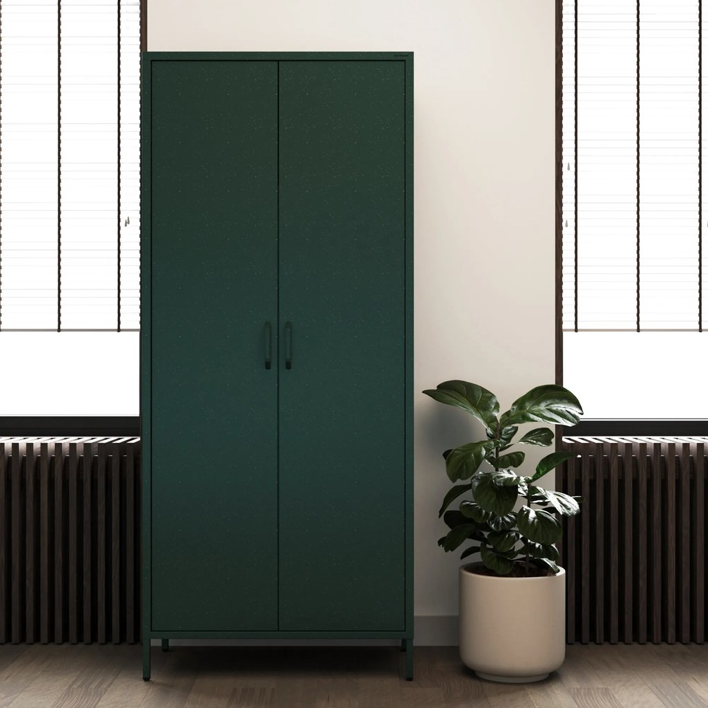 Szafa na ubrania metalowa loftowa na nóżkach butelkowa zieleń, 800x1850x450 mm: FLAVIO Modern