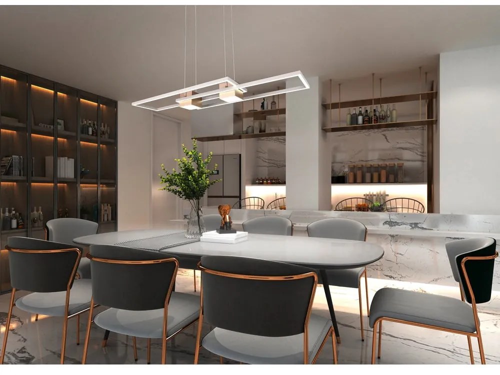 Biało-brązowa lampa wisząca LED ze zdalnym sterowaniem i ściemniaczem Albany – Trio
