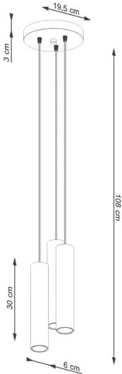 Beżowa nowoczesna lampa wisząca z trzema tubami C7-H39