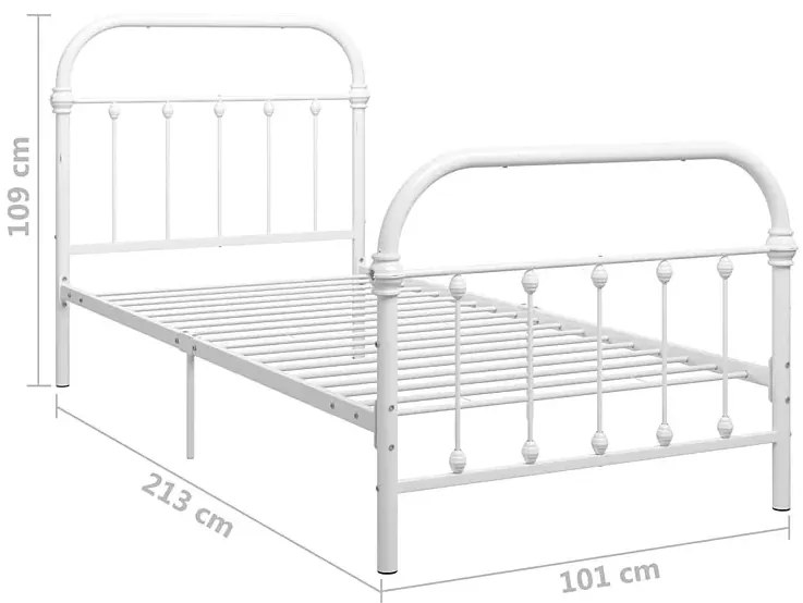Białe industrialne łóżko metalowe 100x200 cm - Etiosa