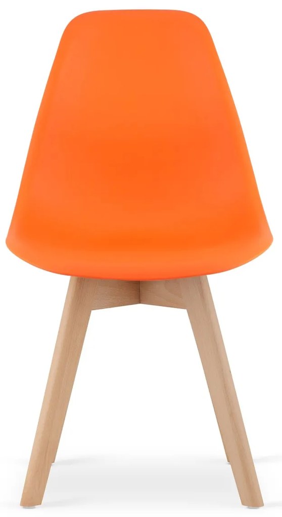 Pomaranczowe krzesło KITO z bukowymi nogami