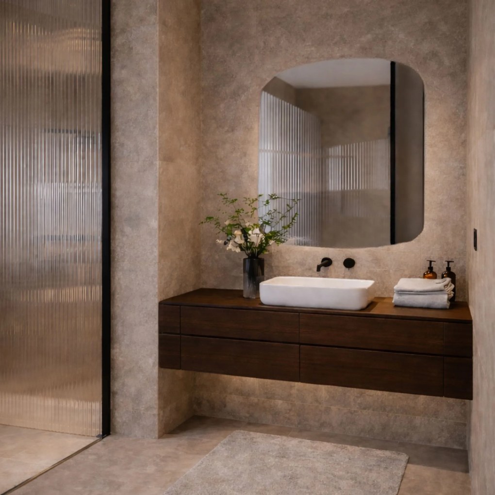 Lustro kwadratowe oszlifowane bez podświetlenia ROUND Silk | Różne rozmiary | Różne kolory : Kolor tafli szkła - Brąz, Rozmiar - 80x80 cm