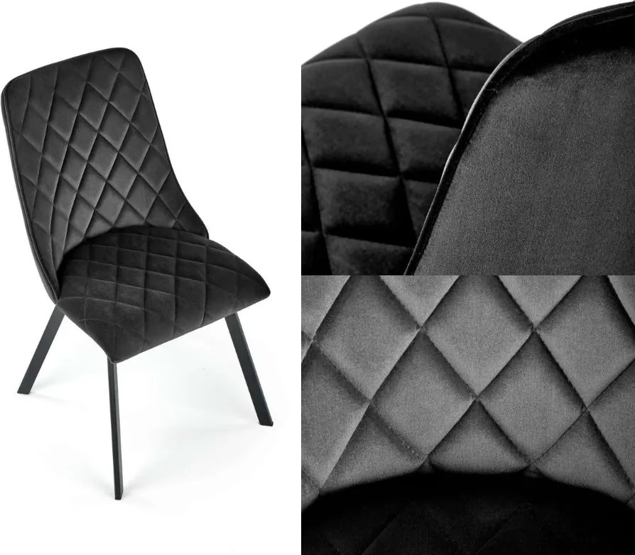 Pikowane krzesło do jadalni z tkaniny velvet K450