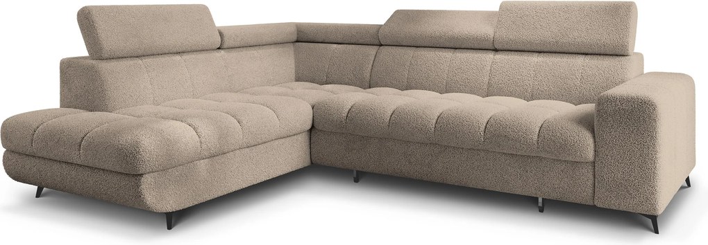 Masseno Narożnik MORIVA z funkcją spania i pojemnikiem na pościel Narozniki L, Rozkładana sofa - Beżowy, QUELLE 05