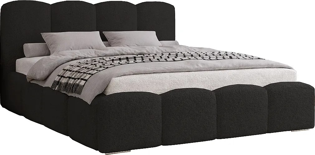 Łóżko sypialniane 160x200 cm Zenna - pojemnik, stelaż metalowy, boucle - czarny (Lambi 13)