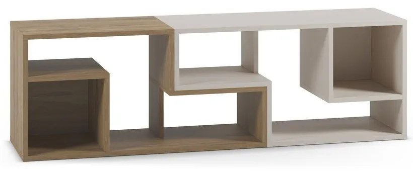 Biała/w naturalnym kolorze narożna szafka pod TV w dekorze dębu 145x45x35 cm Glina – Marckeric