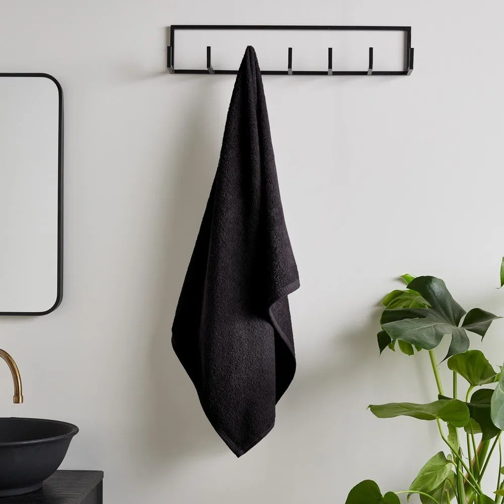 Czarny bawełniany ręcznik szybkoschnący/frotte 50x85 cm Quick Dry – Catherine Lansfield