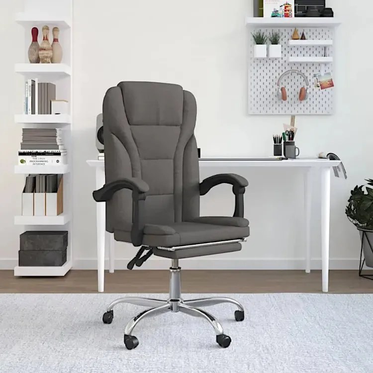 Ciemnoszare krzesło biurowe z podnóżkiem - Duncan