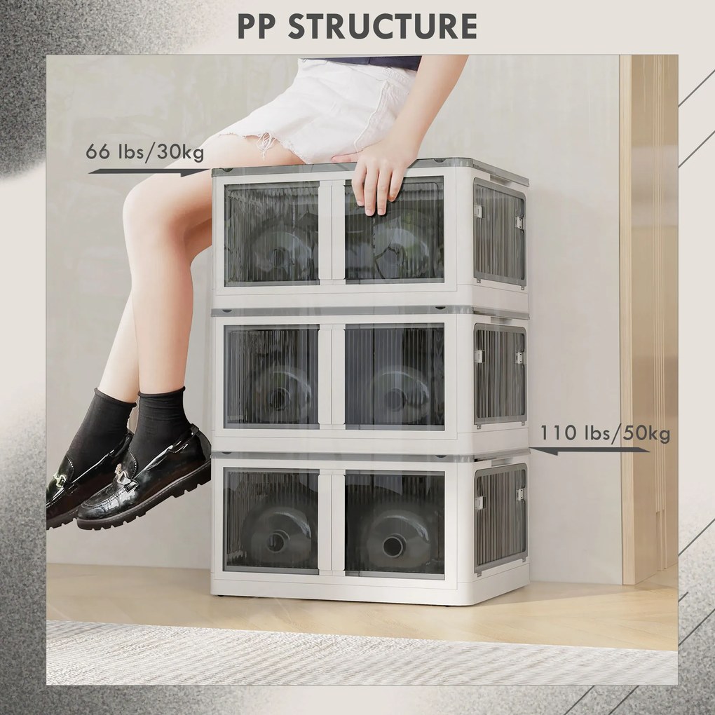 HOMCOM Pojemnik na przechowywanie 69L z kółkami Skrzynia z dostępem z 5 stron Biała przestrzeń magazynowa | Aosom PL