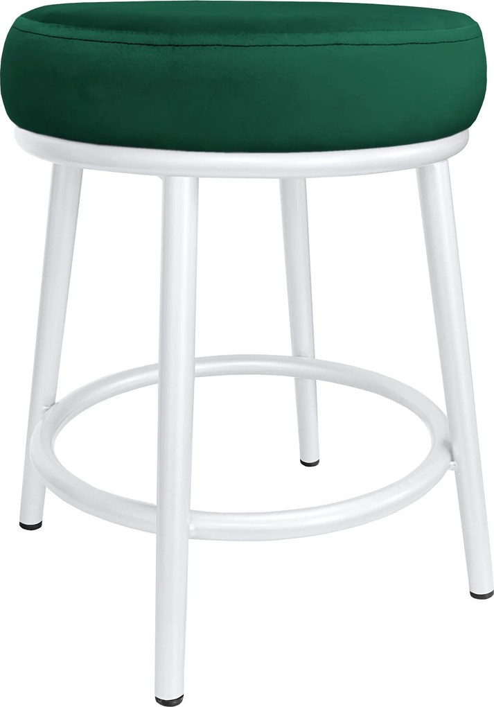Taboret Ben tkanina Welur stelaż metalowy STOŁEK LOFT : Kolor Stelaża - Biały, Kolor tkaniny - VELVET - MG25, Typ tkaniny - Velvet
