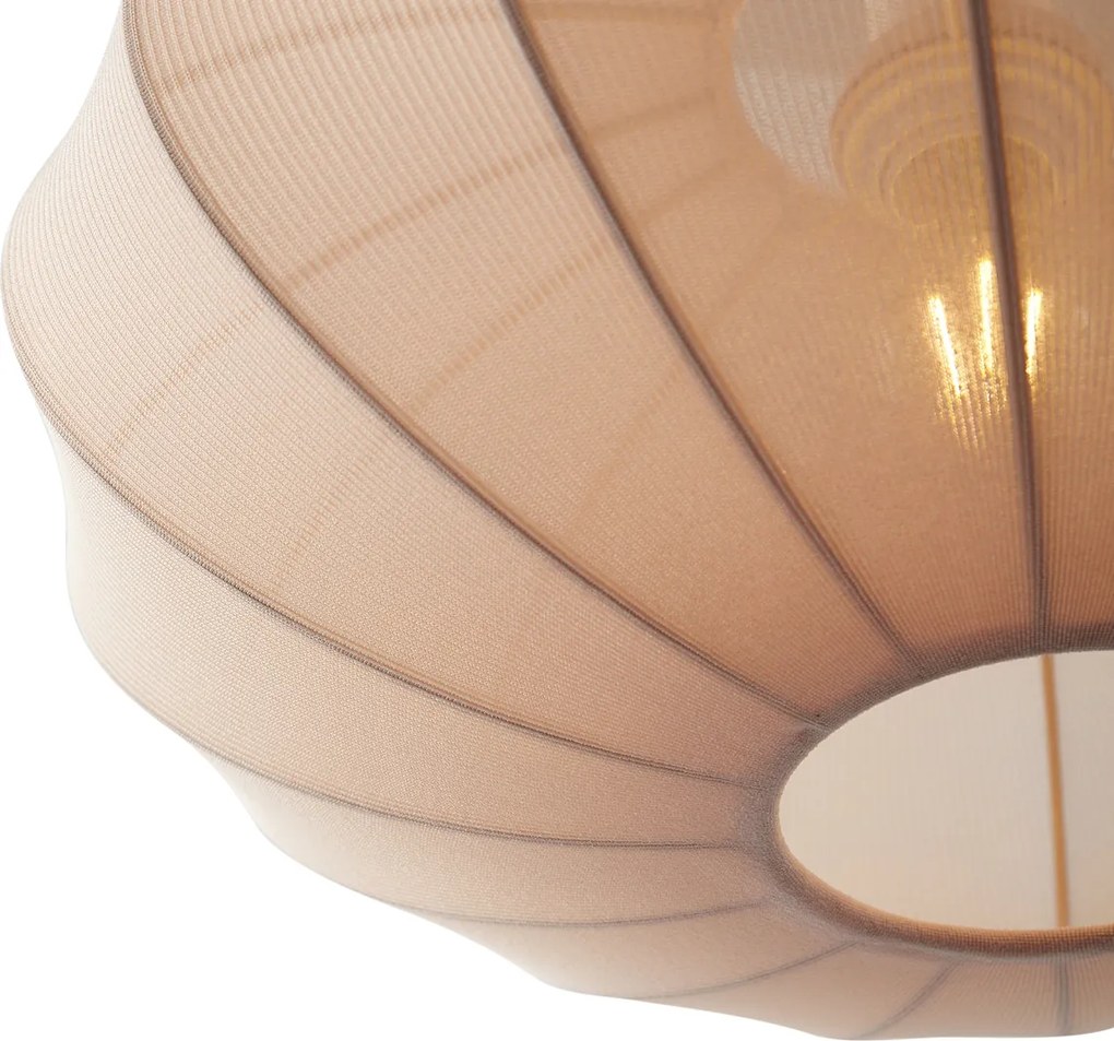 Lampa wisząca Japandi beżowa z materiałowym abażurem 2-źródła światła - Bida