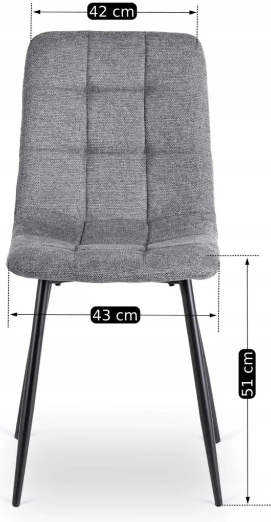 Krzesło Tapicerowane do Jadalni PERU 2 Szare Nowoczesne Loft