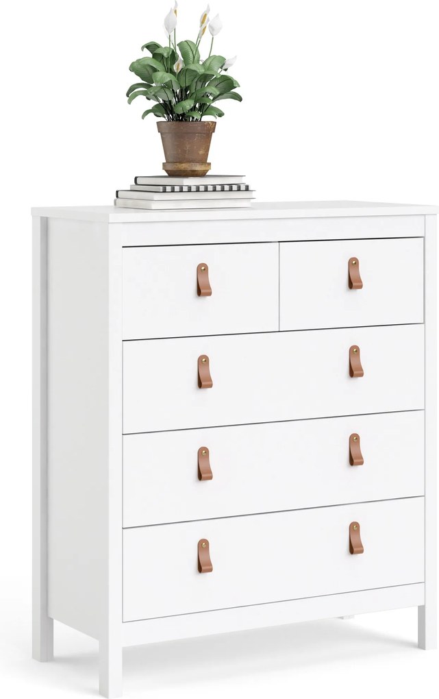 Funkcjonalna komoda pokojowa z szufladami Madrid 3+2 biały mat