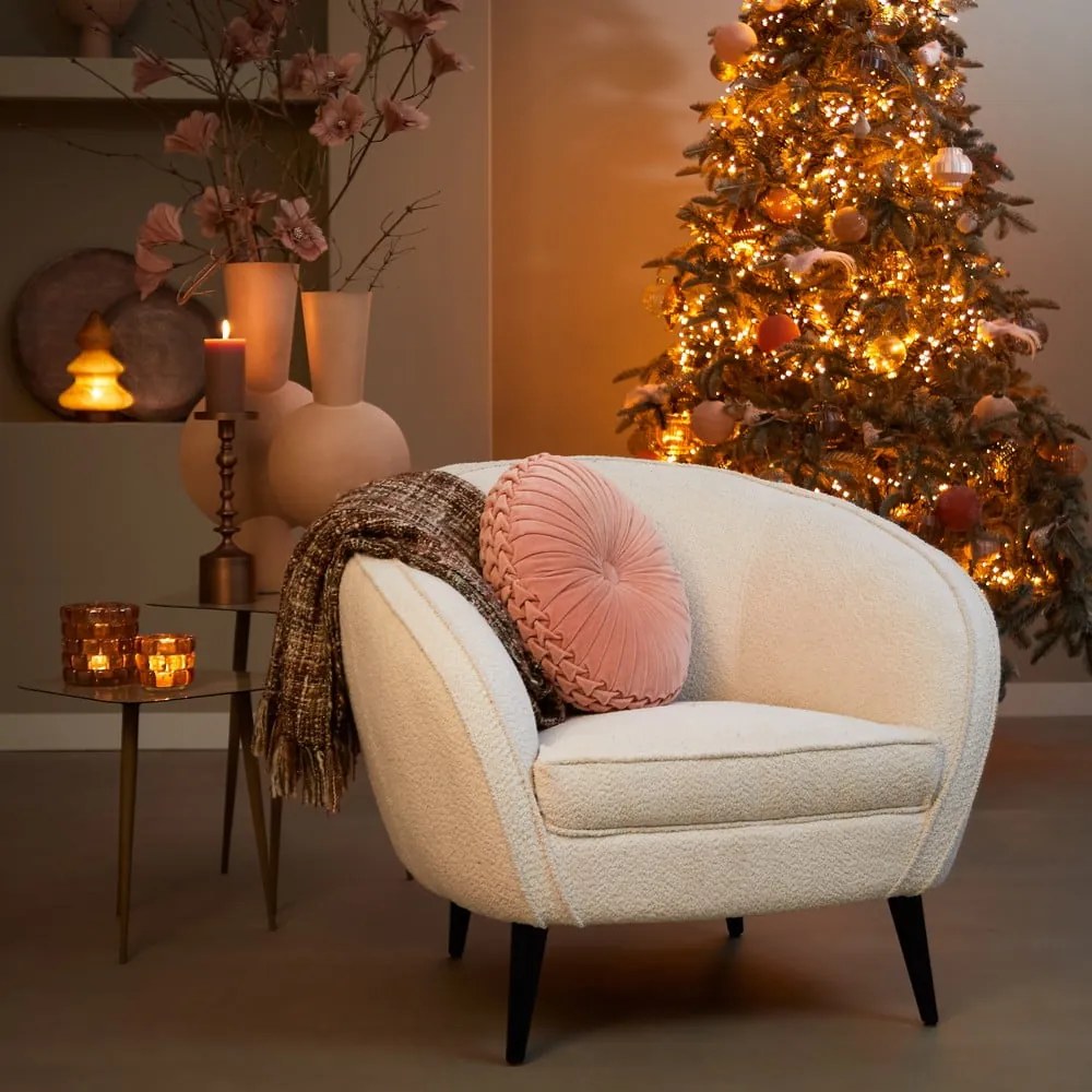 Biały fotel z materiału bouclé Almond – Light &amp; Living