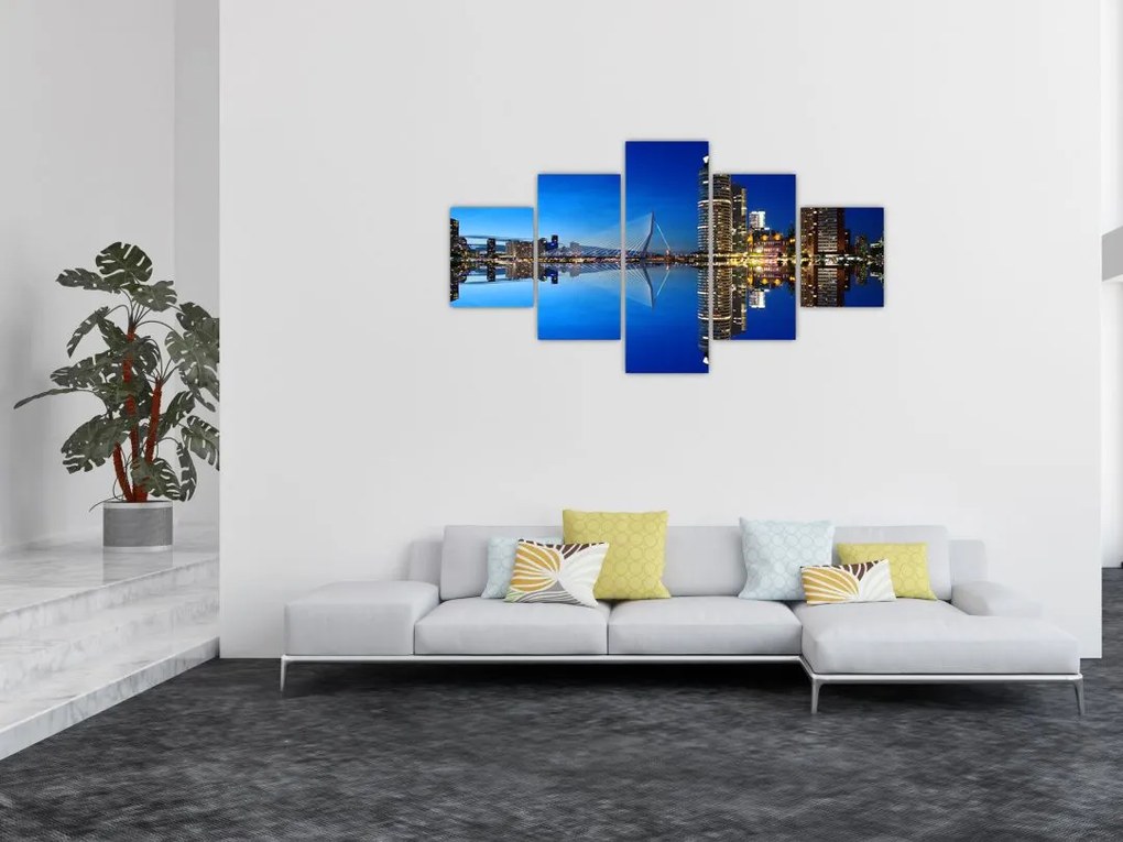 Zdjęcie - Rotterdam nocą (125x70 cm)