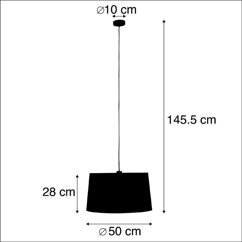 Lampa wisząca z abażurem z bawełny w kolorze czarnym i złotym 50 cm - Combi klasyczny/Antyczny Oswietlenie wewnetrzne