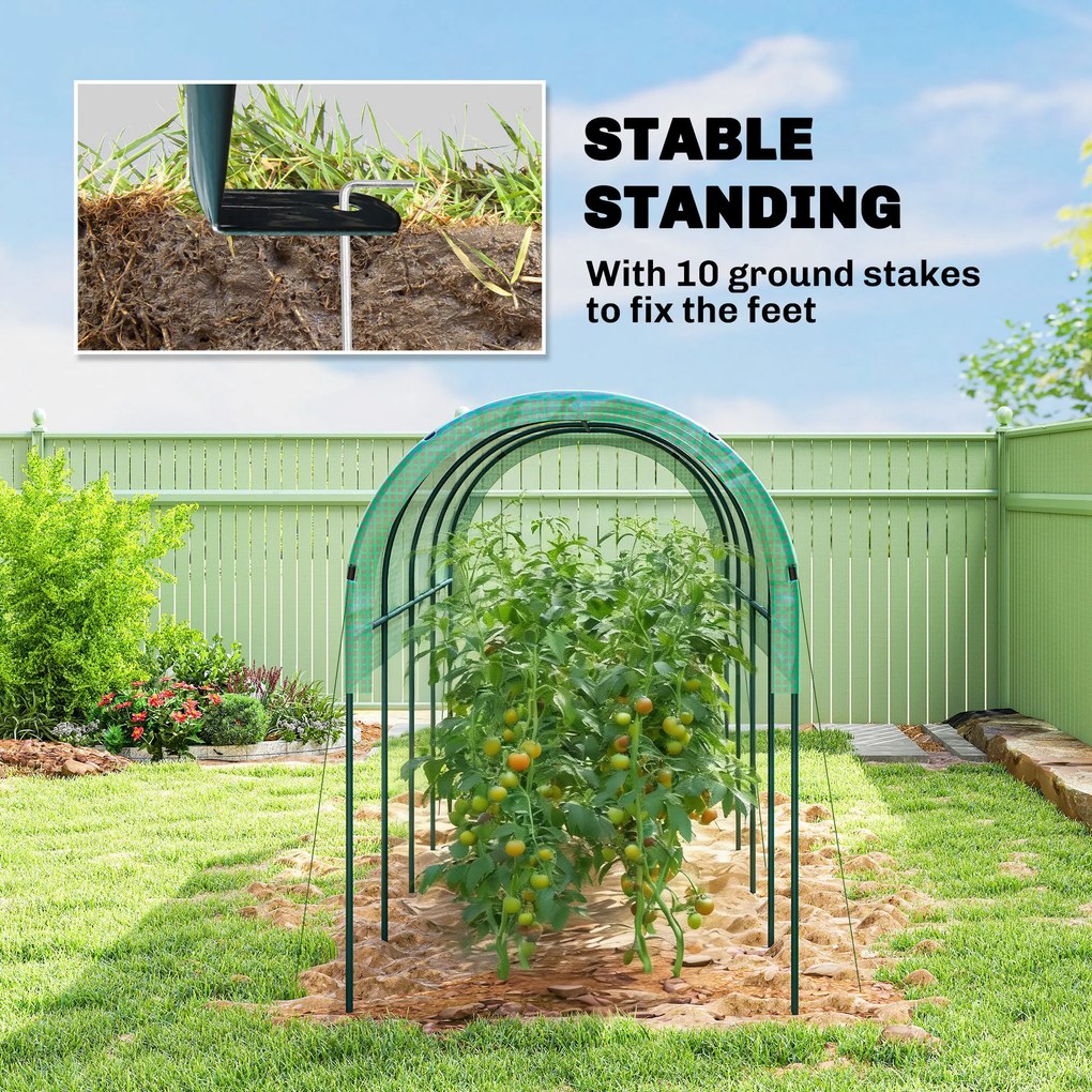 Outsunny Tunel foliowy zimowy z zakrzywionym dachem, kotwami, 400 x 120 x 170 cm, zielony | Aosom PL