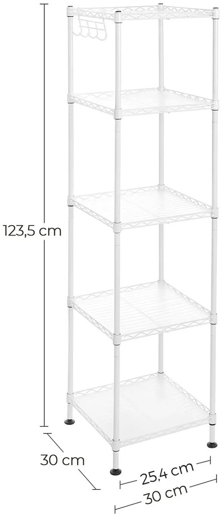 Biały regał metalowy z 5 półkami - Vinton