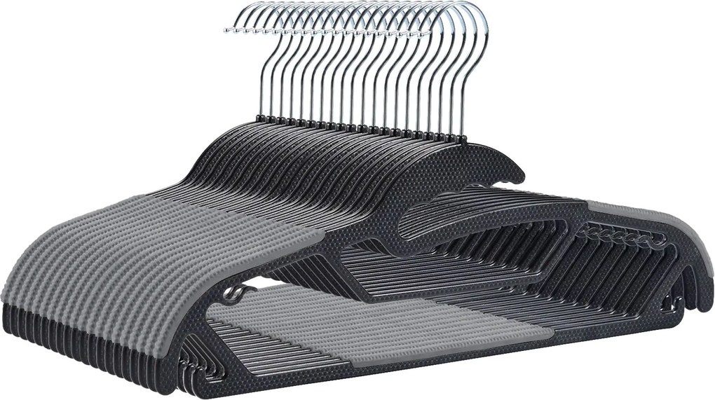 Zestaw wieszaków z antypoślizgową nakładką SOFTY 20 szt. czarno-szare