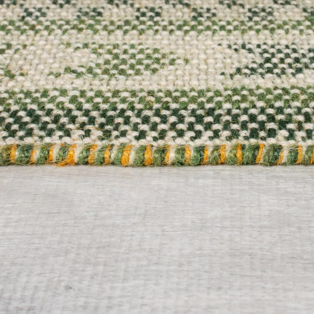 Zielony dywan z mieszanki juty 200x290 cm Mara Jute Border – Flair Rugs