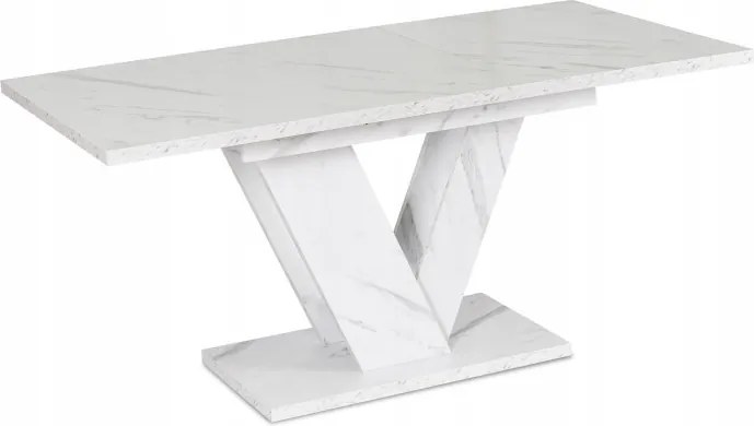 Stół Prostokątny Rozkładany CLARK 120-160 cm Biały Marmur Glamour