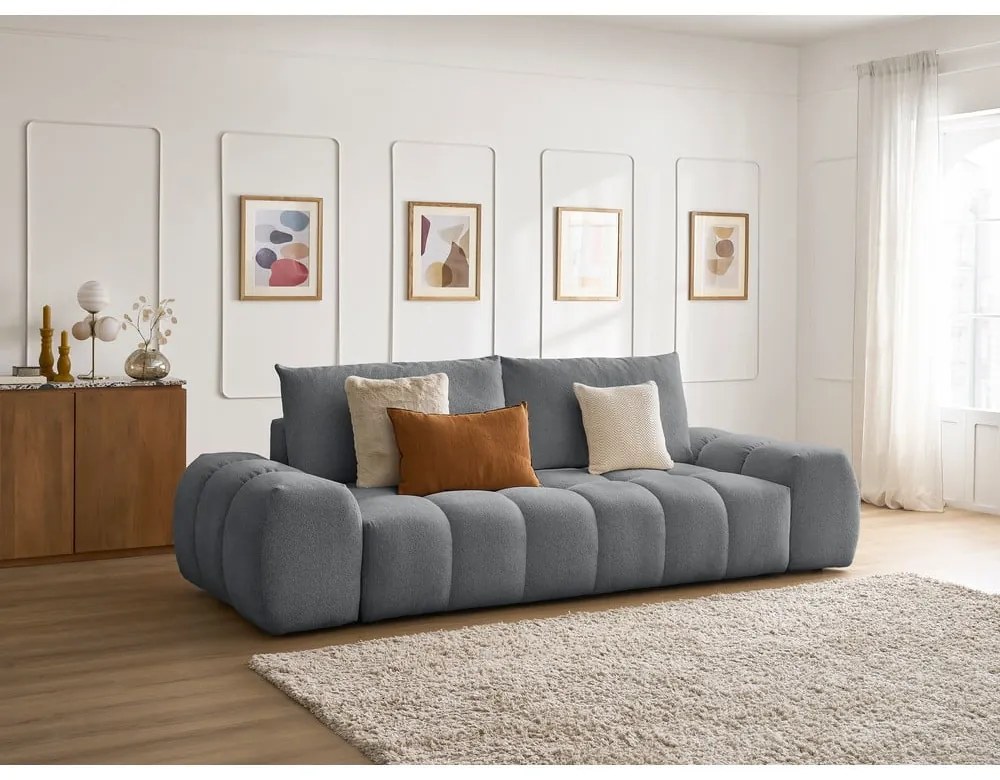 Ciemnoszara sofa z tkaniny szenilowej 278 cm Everest – Bobochic Paris