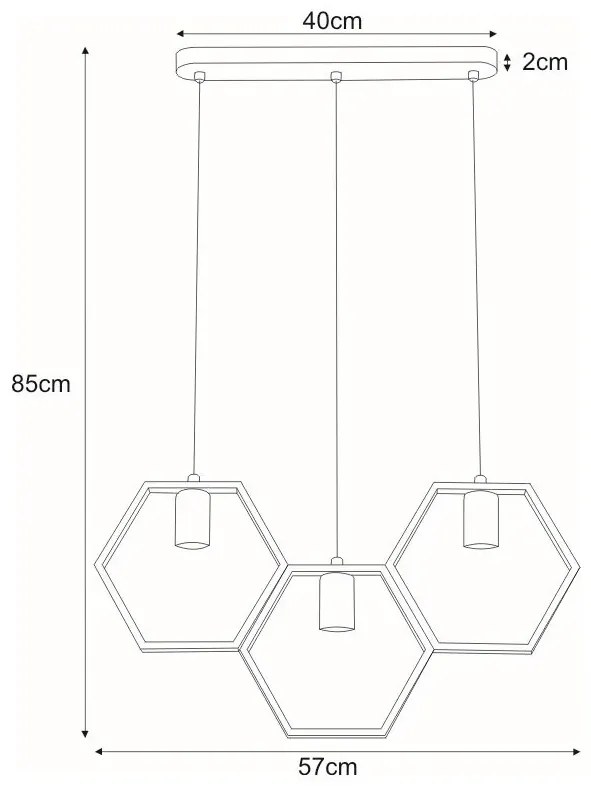 Potrójna geometryczna lampa wisząca - S058-Gesta